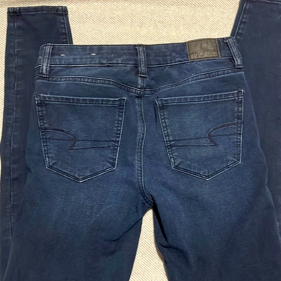 American Eagle Hi Rise Dark Wash Jeggings Sz 0 High Waist Waisted Stretch Slim - Picture 1 of 5